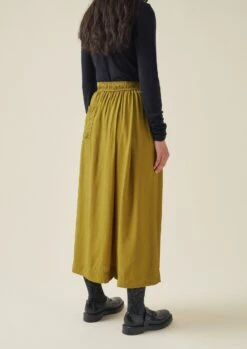 Crinkle Twill Culottes | Earth Gold -Novesta Store WSKTW06 5copy