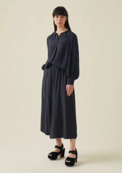 Crinkle Twill Culottes | Midnight -Novesta Store WSKTW06 8copy