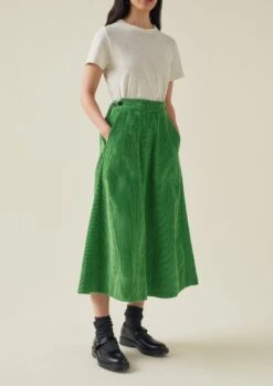 A Line Organic Cord Skirt | Spruce 12 A Line Organic Cord Skirt | Spruce -Novesta Store WSKTW09 3