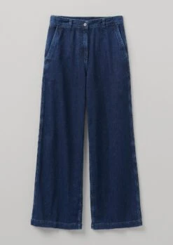Flat Front Indigo Denim Trousers | Indigo