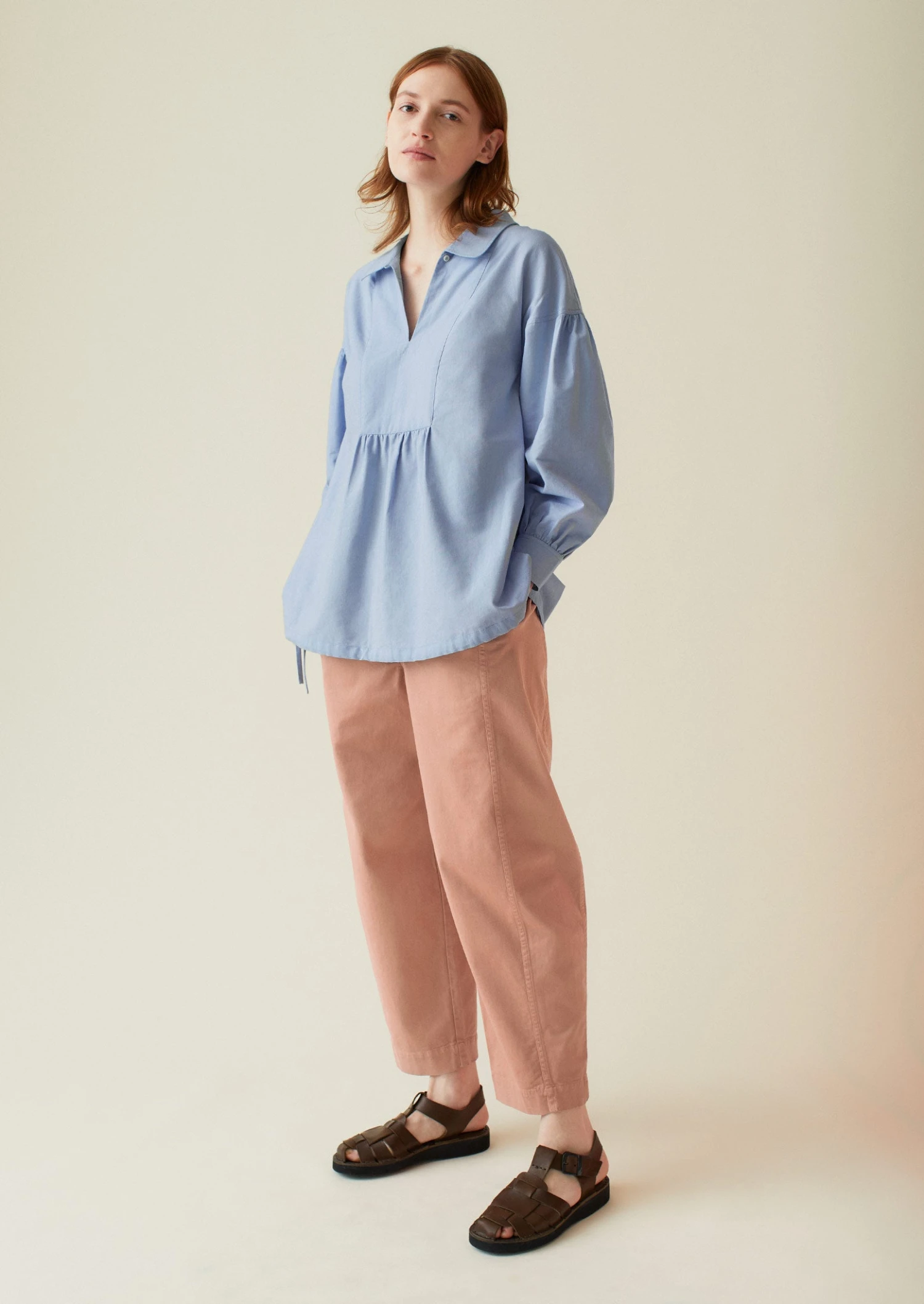 Flat Front Cotton Twill Trousers | Madder Rose 5 Flat Front Cotton Twill Trousers | Madder Rose - Image 3