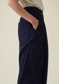 Indigo Cotton Twill Wide Leg Trousers | Indigo -Novesta Store WTRTW03 4