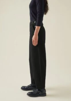 Black Denim Side Button Trousers | Black -Novesta Store WTRTW16 3