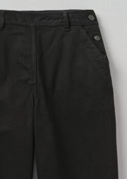 Black Denim Side Button Trousers | Black -Novesta Store WTRTW16 5