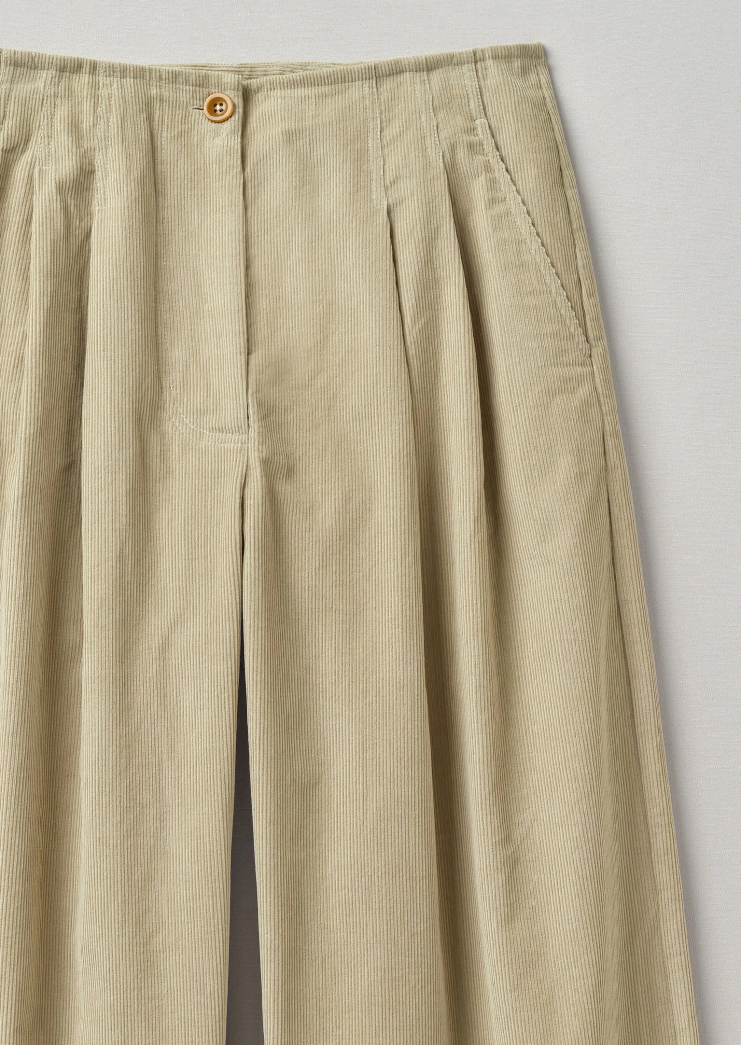 Pleated Organic Soft Cord Trousers | Stone 7 Pleated Organic Soft Cord Trousers | Stone - Image 5