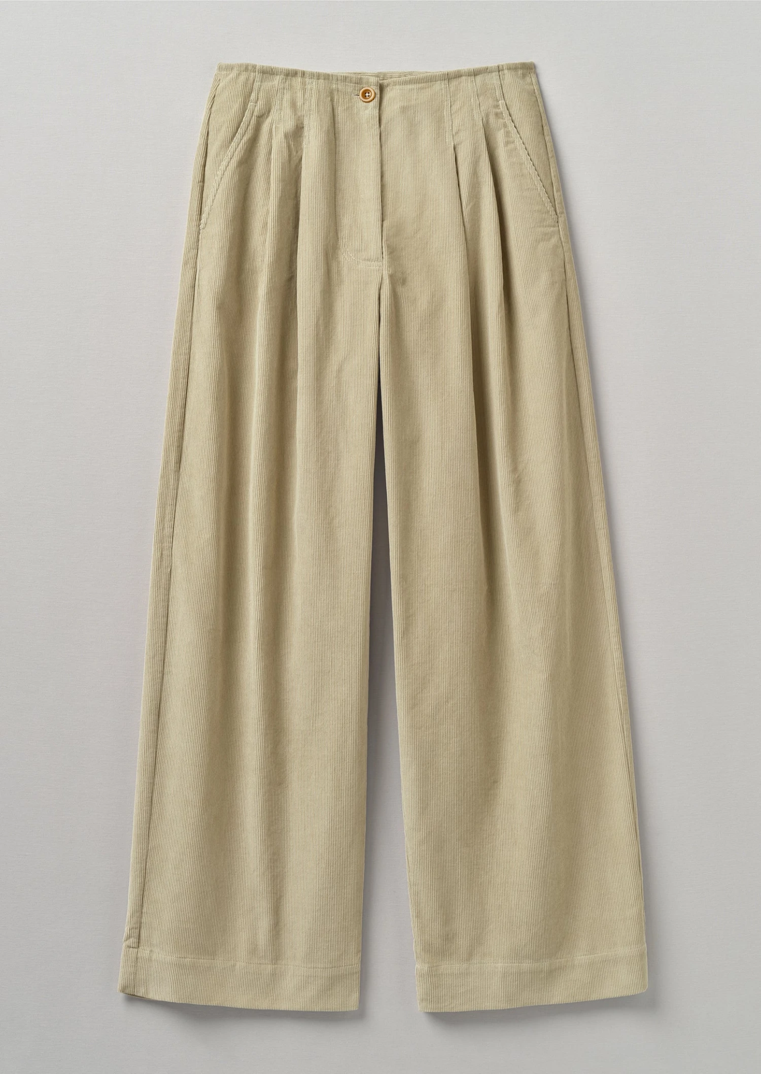 Pleated Organic Soft Cord Trousers | Stone 3 Pleated Organic Soft Cord Trousers | Stone