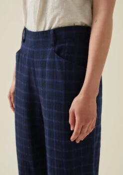 Alix Cotton Wool Seersucker Trousers | Navy -Novesta Store WTRTW25 3