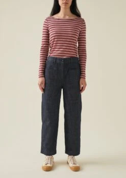Panelled Organic Indigo Denim Trousers | Indigo -Novesta Store WTRTW27 2
