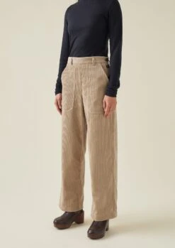 Annie Organic Cord Side Button Trousers | Blonde -Novesta Store WTRTW28 2