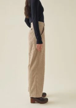 Annie Organic Cord Side Button Trousers | Blonde -Novesta Store WTRTW28 3