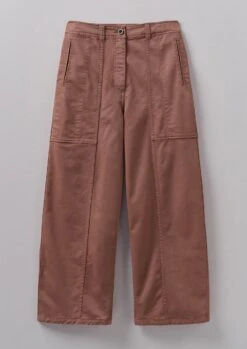 Panelled Cotton Twill Trousers | Dusty Pink