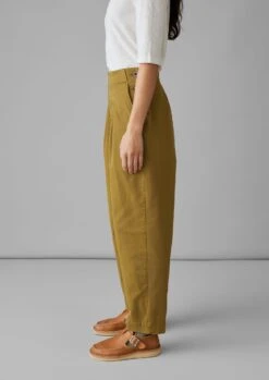 Cotton Twill Side Button Trousers | Almond -Novesta Store WTRUS32 3