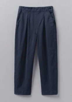 Cotton Twill Side Button Trousers | Liquorice