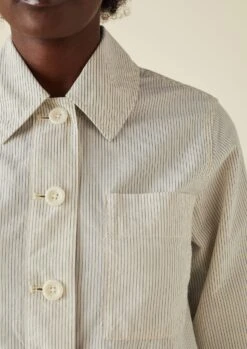 Patch Pocket Stripe Organic Cotton Shirt | Sunwashed Blue -Novesta Store WWTTW03 3