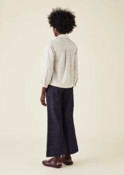 Patch Pocket Stripe Organic Cotton Shirt | Sunwashed Blue -Novesta Store WWTTW03 4