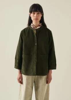 Front Pocket Soft Organic Cord Shirt | Tent Green -Novesta Store WWTTW07 7