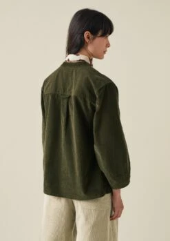 Front Pocket Soft Organic Cord Shirt | Tent Green -Novesta Store WWTTW07 9