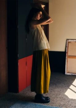 Crinkle Twill Culottes | Earth Gold -Novesta Store WWTTW33 2copy