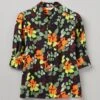 Harlequin Flower Print Crepe Shirt | Chrome Green -Novesta Store WWTTW36 chromegreen 0