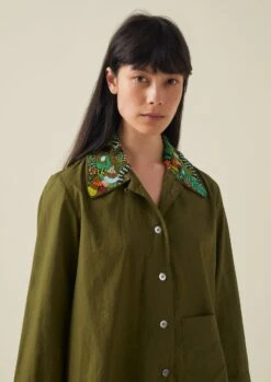 Hand Beaded Poplin PJ Shirt | Rich Olive 10 Hand Beaded Poplin PJ Shirt | Rich Olive -Novesta Store WWTTW37 2