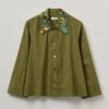 Hand Beaded Poplin PJ Shirt | Rich Olive -Novesta Store WWTTW37 richolive 0