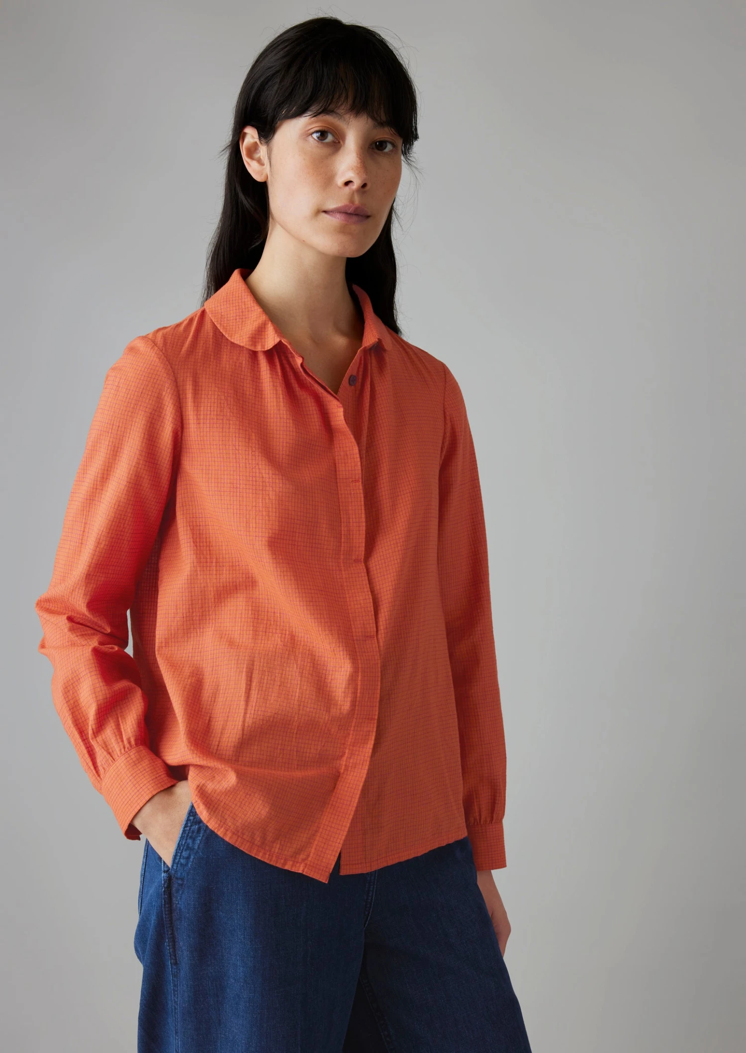 Anja Slubby Check Shirt | Redcurrant 4 Anja Slubby Check Shirt | Redcurrant - Image 2