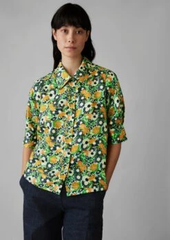 Trailing Nasturtium Print Shirt | Garden Green -Novesta Store WWTUS11 2