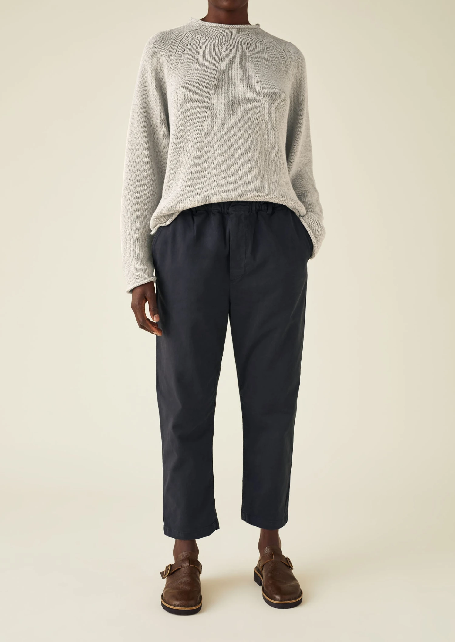 Gabi Cotton Pull On Trousers | Soft Black 5 Gabi Cotton Pull On Trousers | Soft Black - Image 3